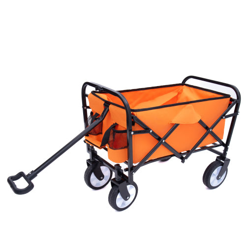 Extention ExCollapsible Foldable Wagon Cart Heavy Duty Utility Cart for Camping Shopping Sports Supports 225lbs Orange
