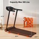 Treadmills 2.5HP Quiet Folding Treadmill with Heart Rate Sensor, 7.5MPH, Incline Treadmill With USB Charge Station