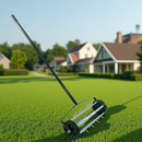 Heavy Duty Rolling Lawn Aerator Rolling Lawn Aerator with 3-Piece Long Steel Handle for Garden Yard Grass Maintenance