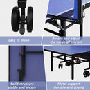 Blue Folding Rolling 9¡Á5 FT Table Tennis Table Indoor And Outdoor Table Tennis Table 8 Wheels Set Behind It For Easy Movemen