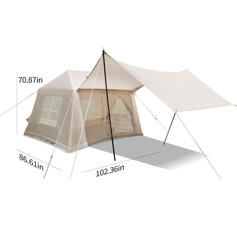 Inflatable Camping Tent, Glamping Tents Easy Setup 4 Season Windproof Outdoor Cotton Tent with Pump