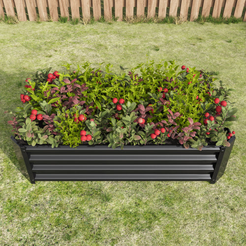 Metal Raised Garden Bed Rectangle Raised Planter 4¡Á2¡Á1ft for Flowers Plants Vegetables Herb Black