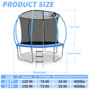 Foldable Trampoline 400 Lbs 10ft Foldable Mini Trampoline Fitness Rebounder with Handrail for Adults