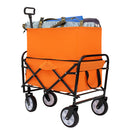 Extention ExCollapsible Foldable Wagon Cart Heavy Duty Utility Cart for Camping Shopping Sports Supports 225lbs Orange