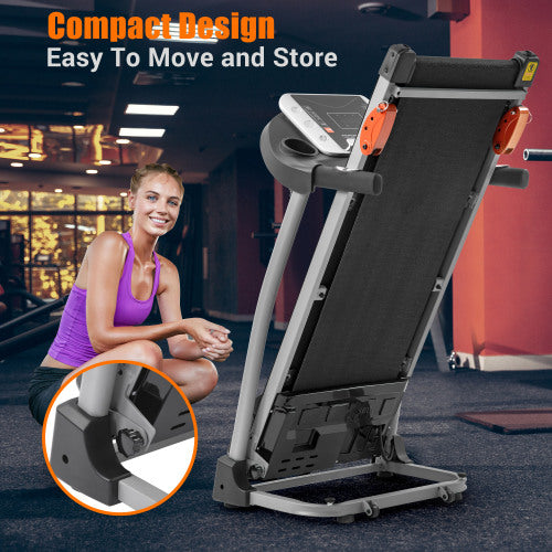 Easy Folding Treadmill for Home Use, 2.5HP Electric Running 3-Level Incline Adjustable Compact Foldable