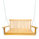 Front Porch Swing With Armrests Wood Bench Swing With Hanging Chains For Outdoor Patio Garden Yard Porch Backyard