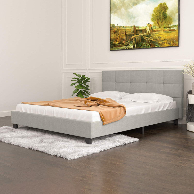 Queen Bed Frame Metal Platform Bed Frame Gray