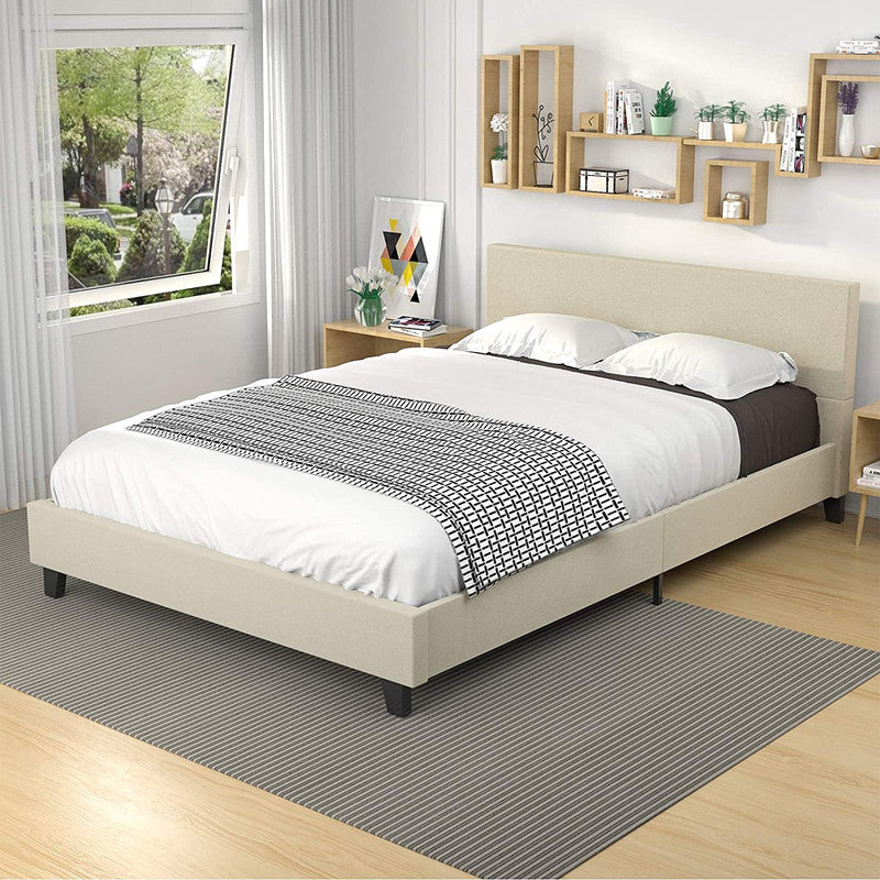 Queen Bed Frame Upholstered Linen Platform Bed Frame