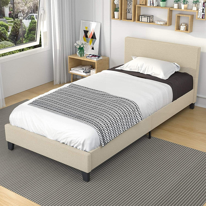 Twin Bed Frame Upholstered Linen Platform Bed Frame