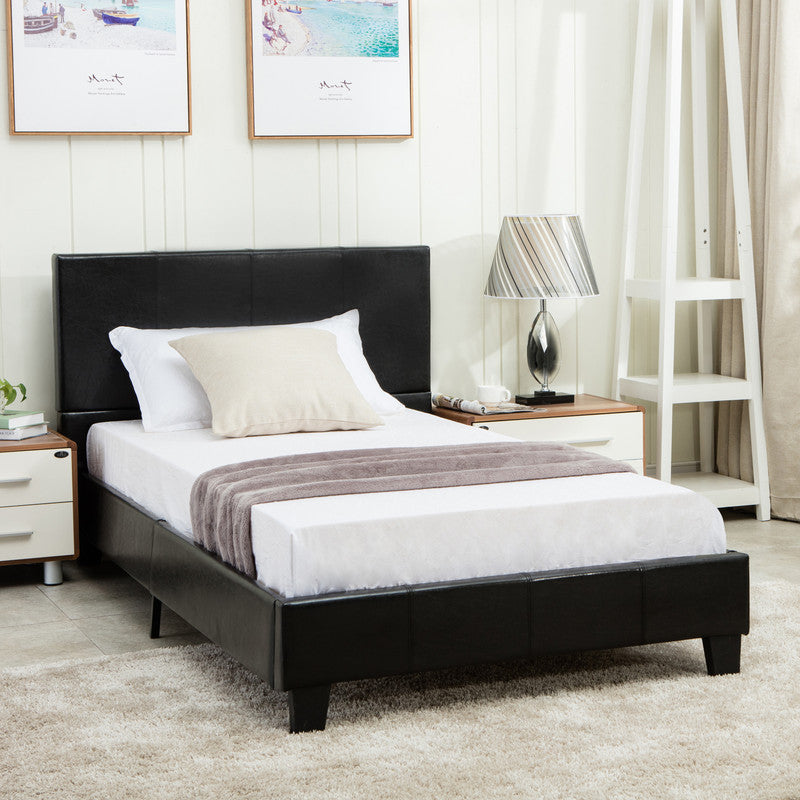 Twin Bed Frames Metal Platform Bed Frame with Tufted Upholstered Headboard