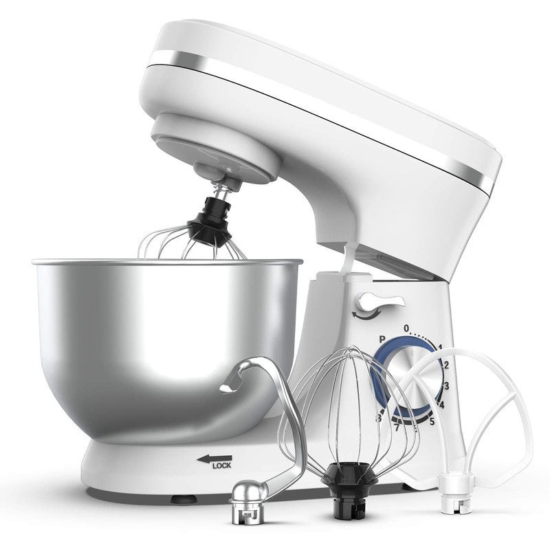 3 in 1 Stand Mixer, 6 Speed Tilt-Head Food Electric Mixer White