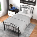 Metal Twin Bed Frame with Vintage Headboard Footboard