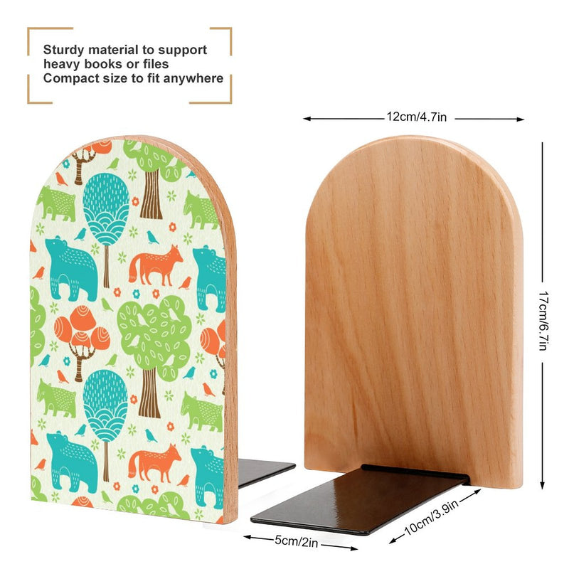 2 Pcs Wood Book Ends Non-Skid Book Stand B066