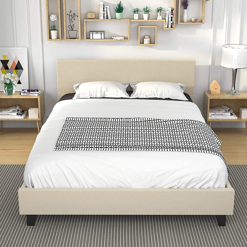 Queen Bed Frame Upholstered Linen Platform Bed Frame