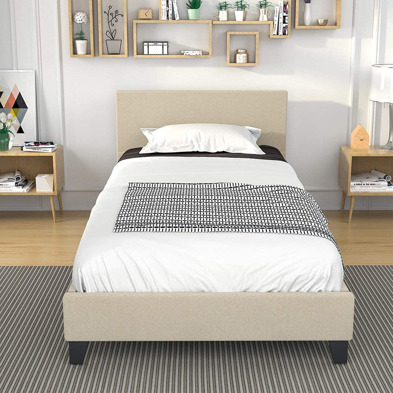 Twin Bed Frame Upholstered Linen Platform Bed Frame