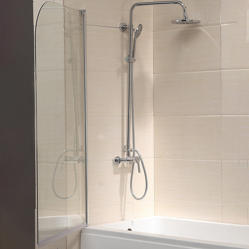 Shower Door 55x31 inch Bathtub Shower Door Clear Glass Hinged Pivot Radius Frameless Chrome Finish