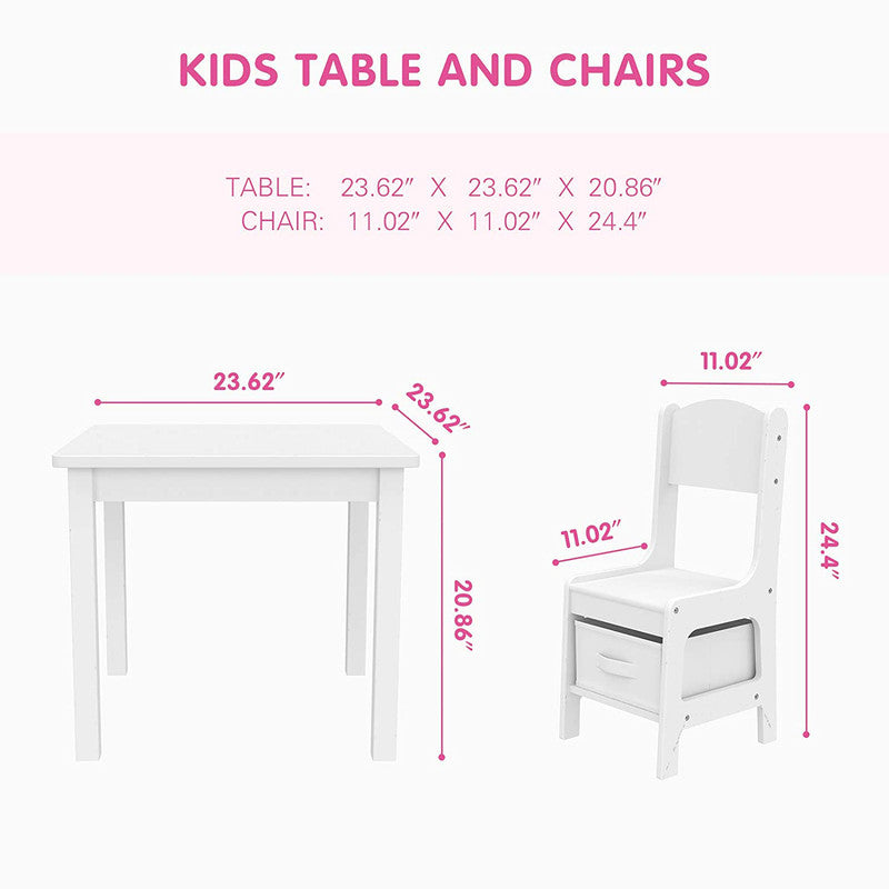 Kids Table and Chair Set with 2 Storage Boxes