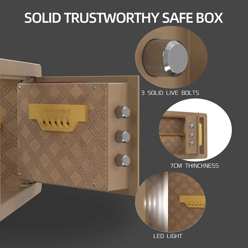 Steel Security Safe Box Brown Home Safe Box 0.8 Cubic Feet