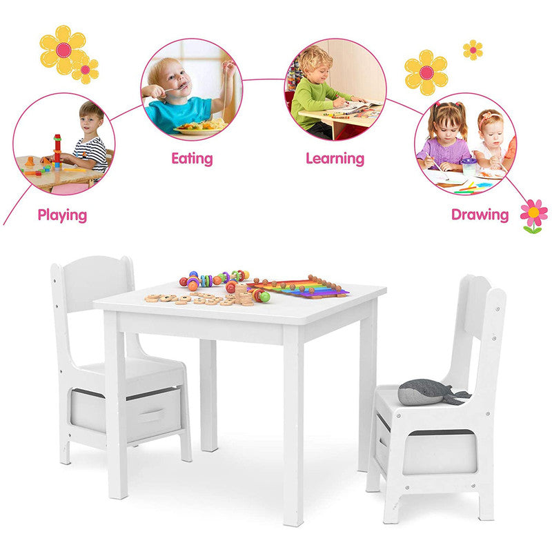 Kids Table and Chair Set with 2 Storage Boxes