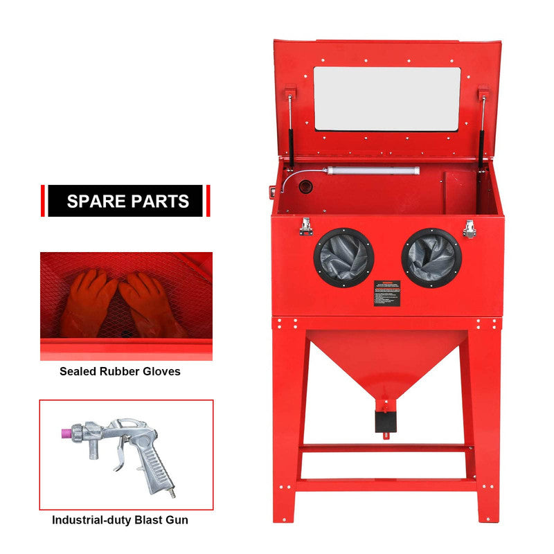 Bench Top Abrasive Blast Cabinet Sandblaster with Dust Collection Reclaimer System and Glass Windows