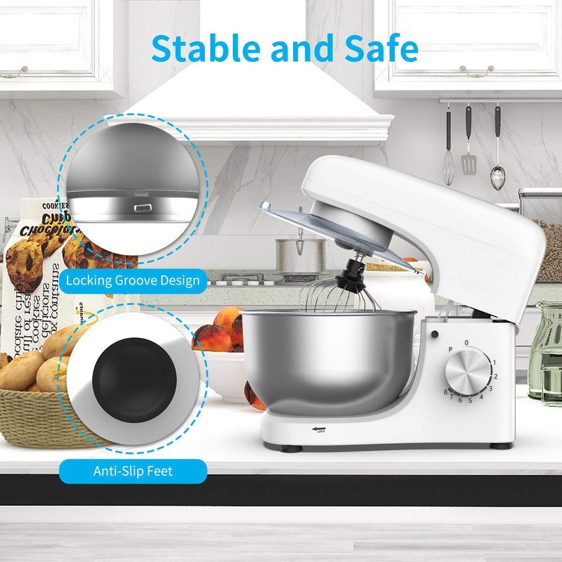 3 in 1 Stand Mixer, 6 Speed Tilt-Head Food Electric Mixer White