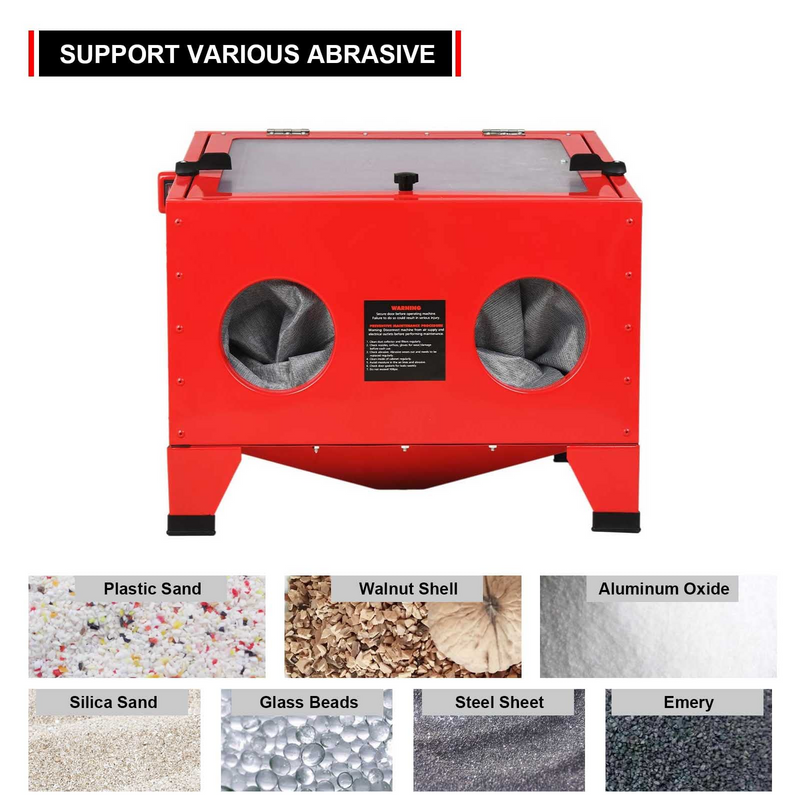 Bench Top Abrasive Blast Cabinet Sandblaster with Glass Viewing Windows