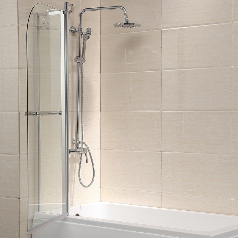 Glass Shower Door Hinged Frameless Clear Glass Bathtub Door Chrome Finish (55x39 inch)