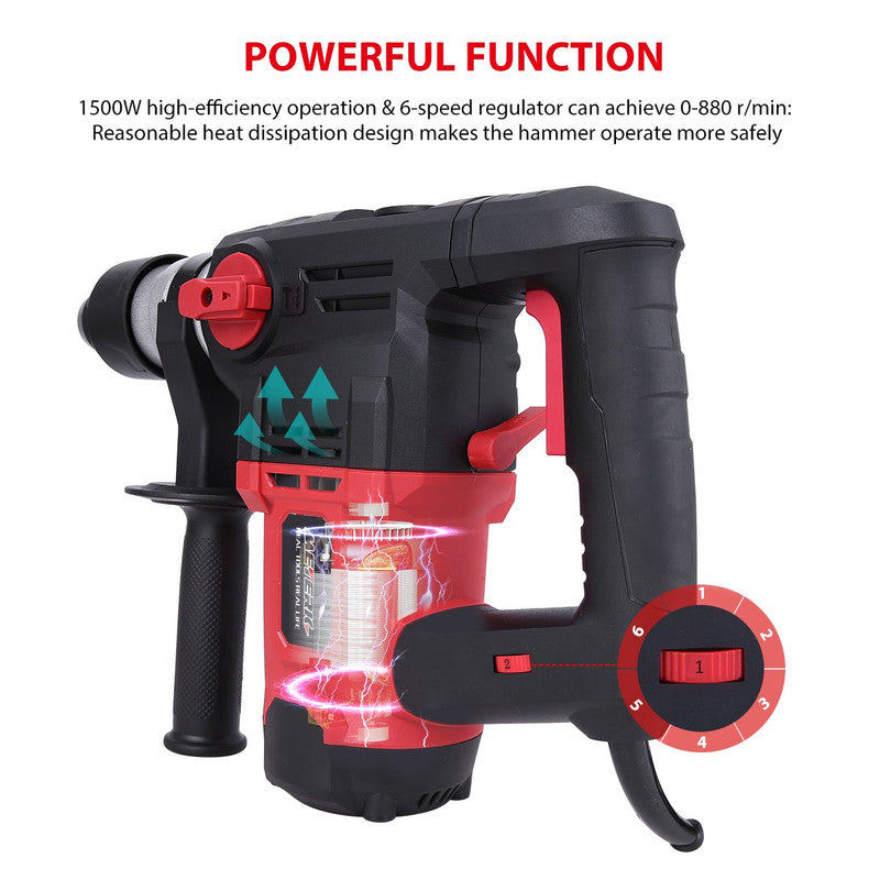 1500w SDS-Plus Rotary Hammer Drill 6-Speed