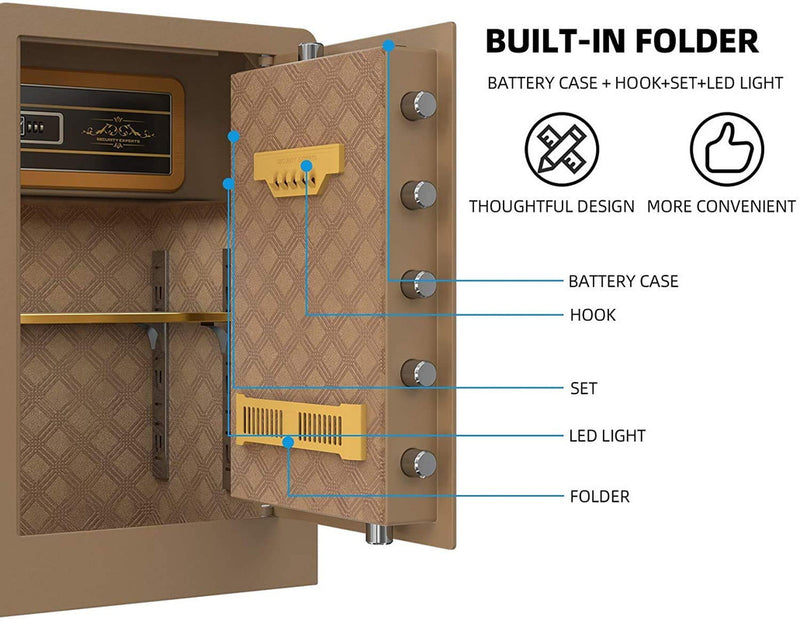 Security Safe Box for Home Office, 2.7 Cubic Feet Safe Brown