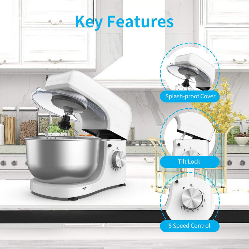 3 in 1 Stand Mixer, 6 Speed Tilt-Head Food Electric Mixer White