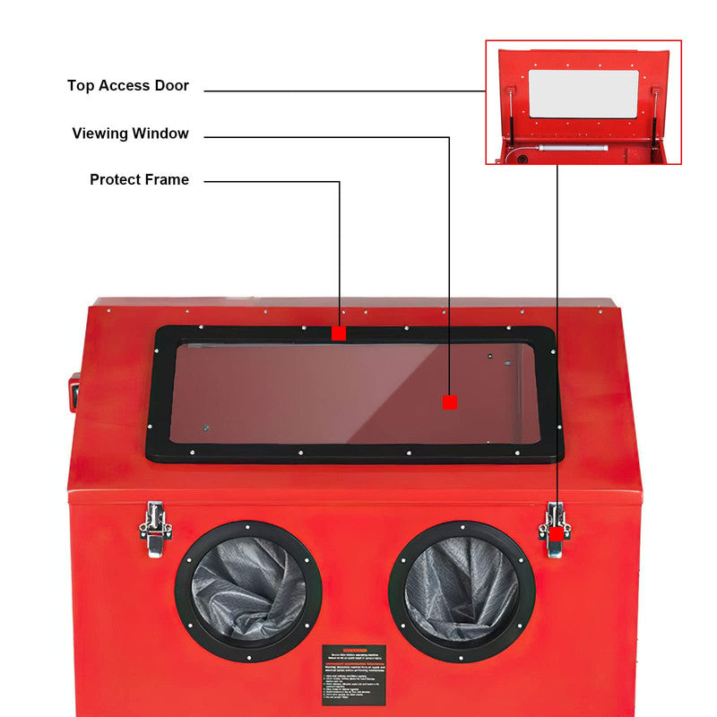 Bench Top Abrasive Blast Cabinet Sandblaster with Dust Collection Reclaimer System and Glass Windows