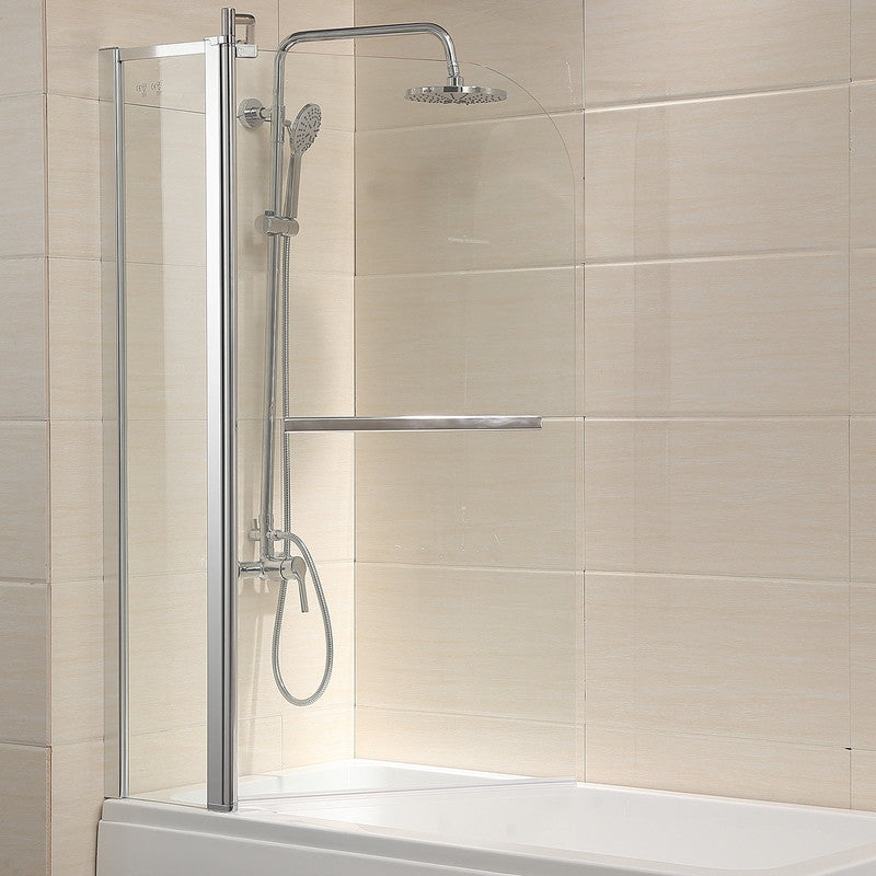 Glass Shower Door Hinged Frameless Clear Glass Bathtub Door Chrome Finish (55x39 inch)