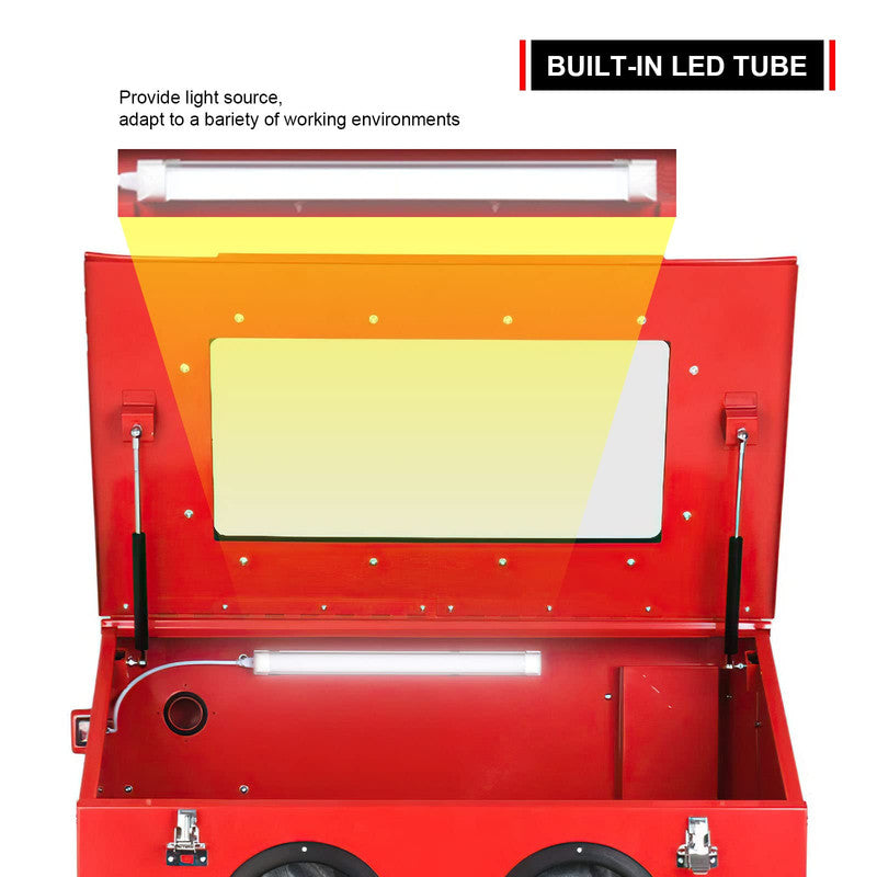 Bench Top Abrasive Blast Cabinet Sandblaster with Dust Collection Reclaimer System and Glass Windows