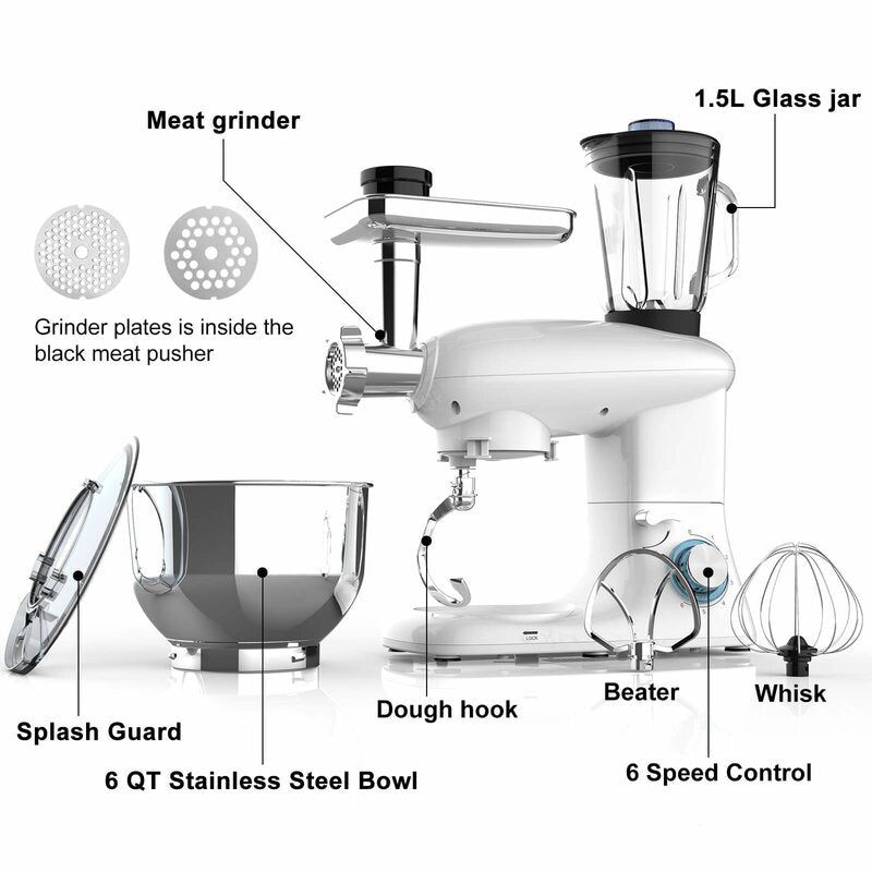 Stand Mixer 8-Speed Tilt-Head Food Mixer - White