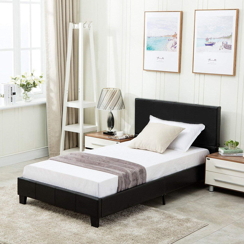 Twin Bed Frames Metal Platform Bed Frame with Tufted Upholstered Headboard