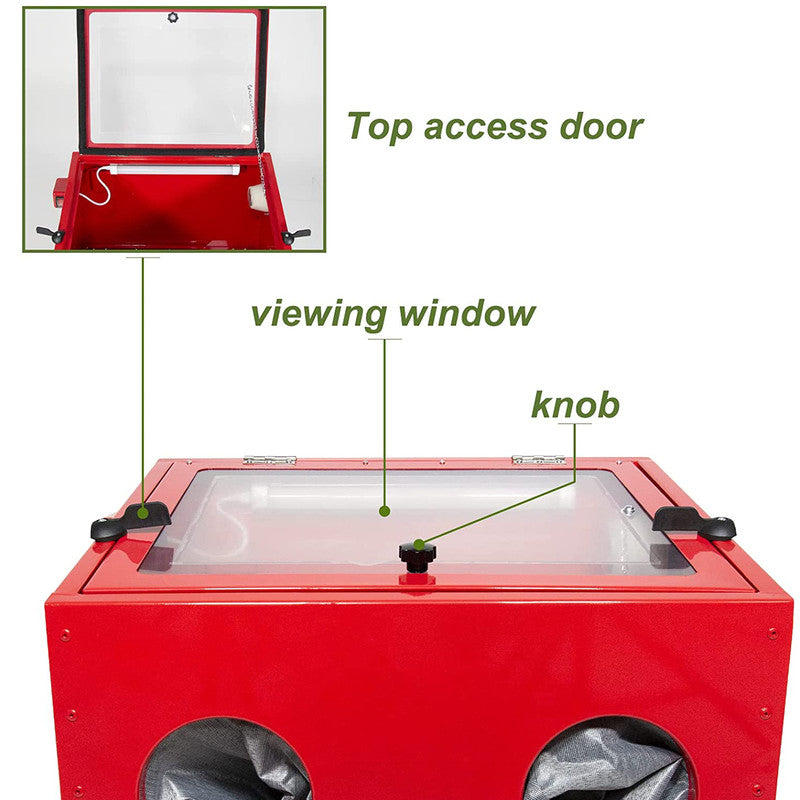 Bench Top Abrasive Blast Cabinet Sandblaster with Glass Viewing Windows