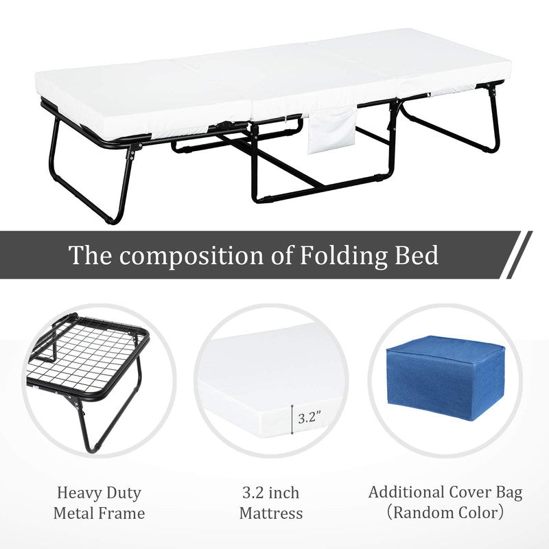 Folding Bed with Folding Mattress and Carry Bag Adjustable Head Incline (0¡ã-175¡ã)