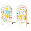 2 Pcs Wood Book Ends Non-Skid Book Stand B065