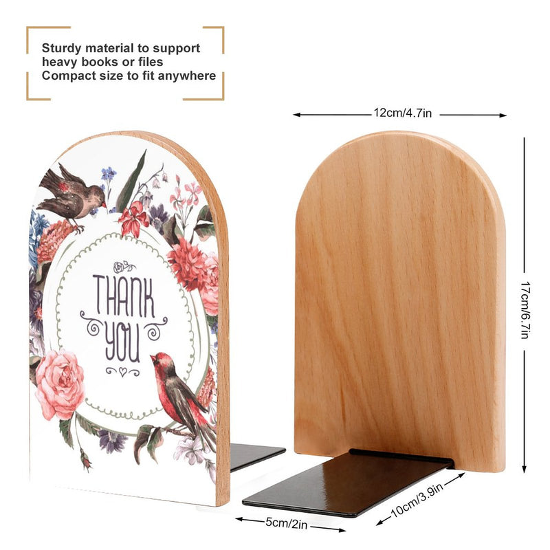 2 Pcs Wood Book Ends Non-Skid Book Stand B086