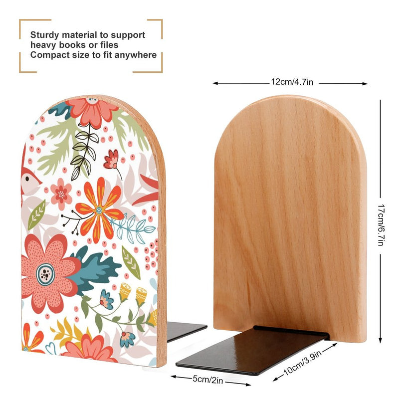 2 Pcs Wood Book Ends Non-Skid Book Stand B054