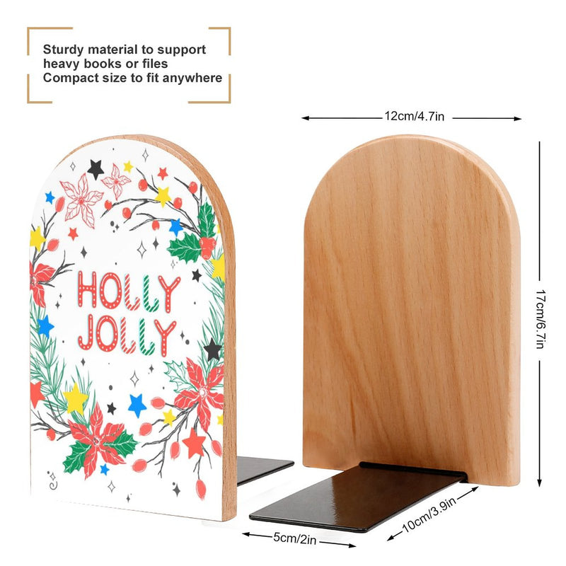 2 Pcs Wood Book Ends Non-Skid Book Stand B033