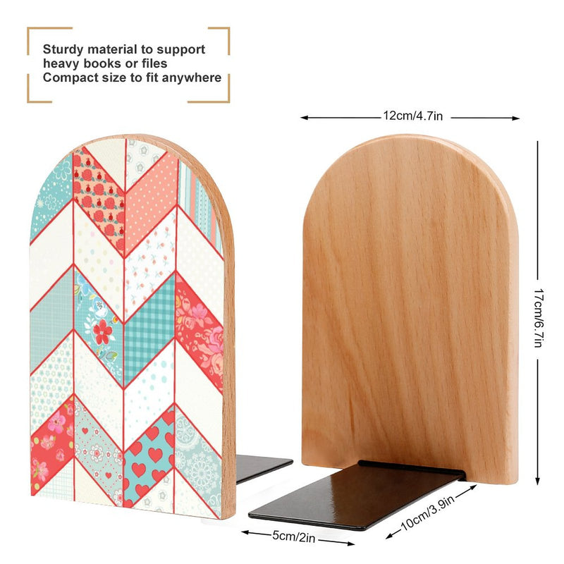 2 Pcs Wood Book Ends Non-Skid Book Stand B072