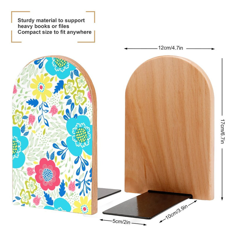 2 Pcs Wood Book Ends Non-Skid Book Stand B013