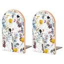2 Pcs Wood Book Ends Non-Skid Book Stand B077