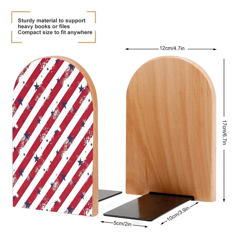 2 Pcs Wood Book Ends Non-Skid Book Stand B114