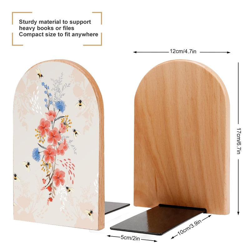 2 Pcs Wood Book Ends Non-Skid Book Stand B082