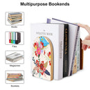 2 Pcs Wood Book Ends Non-Skid Book Stand B003