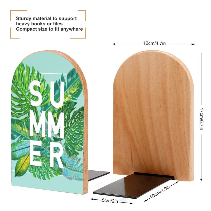 2 Pcs Wood Book Ends Non-Skid Book Stand B022