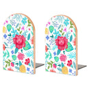 2 Pcs Wood Book Ends Non-Skid Book Stand B053