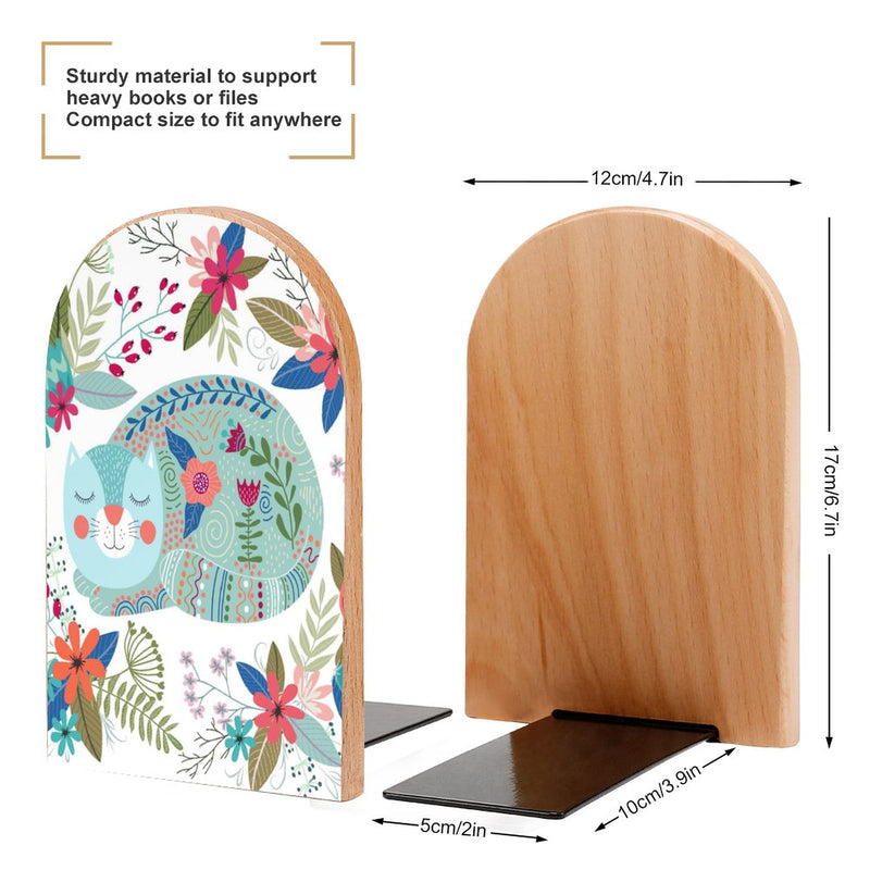 2 Pcs Wood Book Ends Non-Skid Book Stand B079